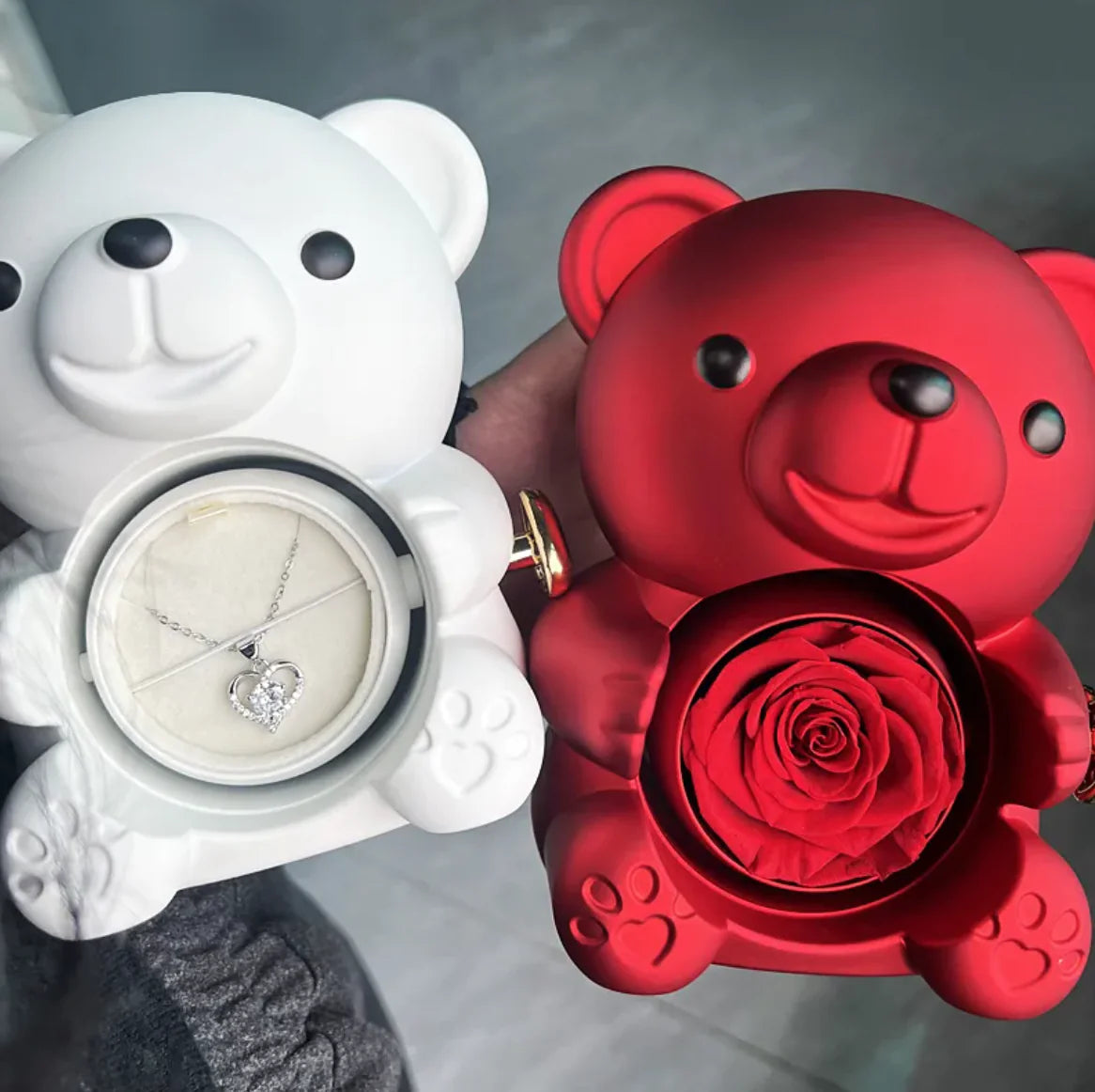 Forever Rose Teddy Bear Jewelry Box | Perfect for Romantic Surprises, Proposals Or Christmas | Eternal Rose